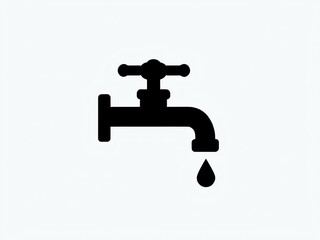 faucet with water droplet icon, minimalist tap with drop on white background, water conservation symbol illustration, liquid, household, supply, modern, fixture, utility, saving, element
