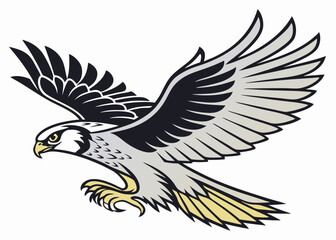 Stylized falcon flying aggressively vector illustration design bird of prey mascot