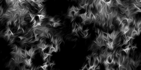 Dark Abstract Smoke Texture and Swirling White Ink on Black Background, Chaotic Flame-Like Motion, High Contrast Monochrome Art, Mysterious Grunge Flow for Posters, Covers, and Digital art.