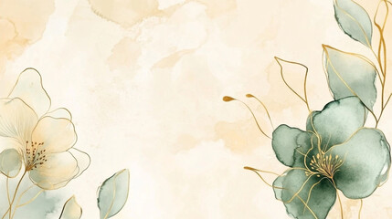 modern abstract art wallpaper featuring pink and gold flowers with fine line art details ideal for upscale interior decor and artistic design projects