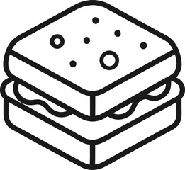 Outline icon of a triangle cheese sandwich, Outline drawing sandwich line art 
