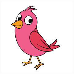 Cartoon Pink Robin Vector Illustration