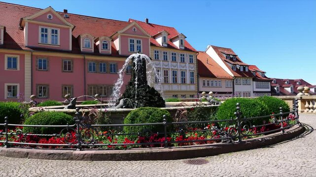 Fountain in the old town in Gotha, Germany