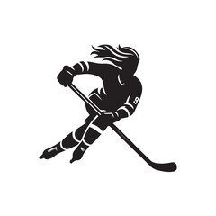 Fototapeta premium hockey player vector silhouette clip art illustration