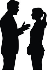 Man and woman having a conversation or disagreement. Concept on communication, conflict resolution, and professional dialogue