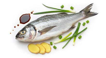 Fototapeta premium Fresh Raw Fish with Garnish.