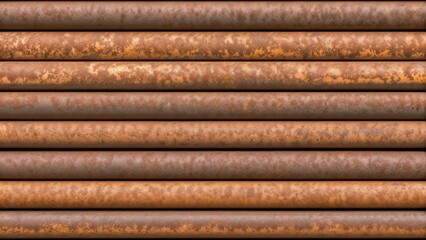 Obraz premium Rusty metal pipes stacked in horizontal rows with a textured surface 