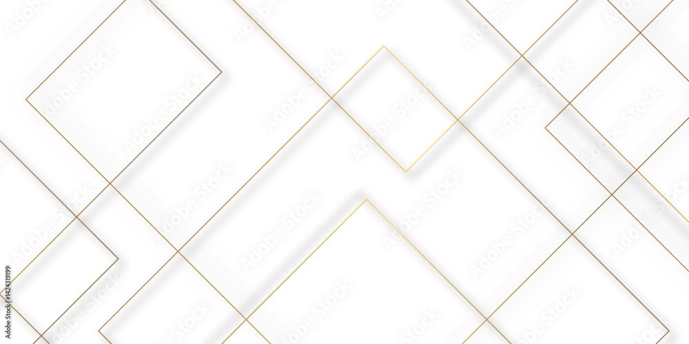 Aufkleber Modern minimal and clean white gold background with shadows. abstract futuristic architecture concept with digital geometric connection gold line vector illustration for presentation background.	