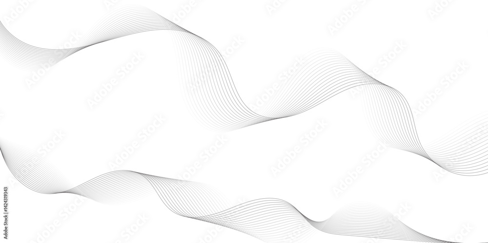 Fototapete Abstract grey, white smooth element swoosh speed wave modern stream background. Wave with lines created using blend tool. Abstract frequency sound wave lines and twisted curve lines background.	