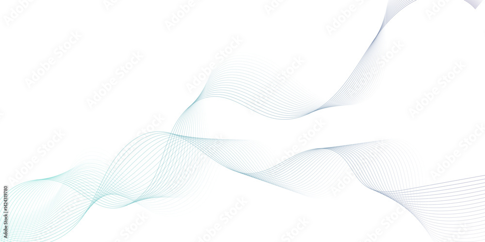 Aufkleber Smooth wave abstract vector background layout design.background image with dynamic curves.Abstract blue futuristic blend waves lines technology background and sound wave lines on white background.	