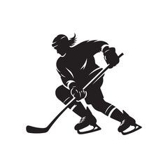 hockey player vector silhouette clip art illustration