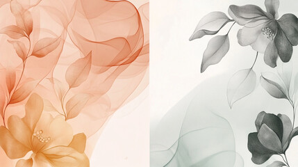 elegant spring floral watercolor vector background with hand painted flowers leaves and plants suitable for wall art and home decor