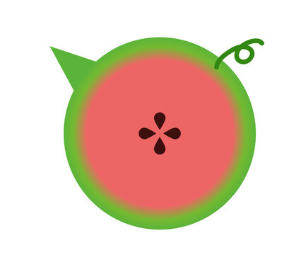 Watermelon speech bubble balloon, Red and green text box vector image, chat, doodle message, communication icon, minimal message dialog
