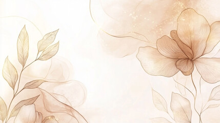 elegant earth tone watercolor background vector with gold line art perfect for packaging and cover design