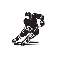 hockey player vector silhouette clip art illustration