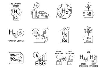 Fototapeta premium hydrogen sustainability mobility concept. Hydrogen energy icons and concepts for eco friendly solutions.