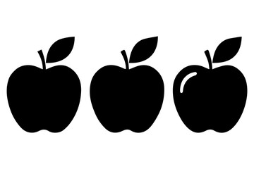 Simple 3 set of Apple silhouette icon on White Background