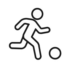 Stick figure running with a ball on a simple background  