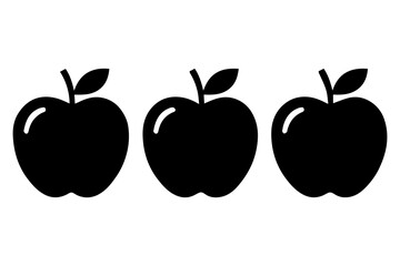 Simple 3 set of Apple silhouette icon on White Background
