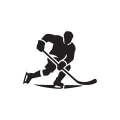 Fototapeta premium hockey player vector silhouette clip art illustration