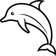 Simple black and white outline of a dolphin