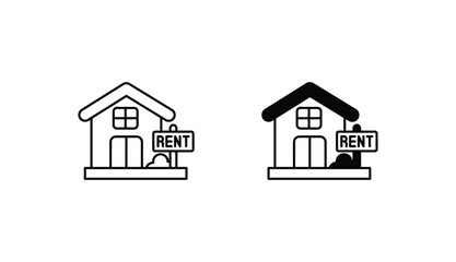 House For Rent icon design with white background stock illustration