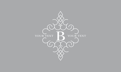 Luxury art deco classic linear logo with initial B. Vector monogram, frame, border, label for your logo, badge or emblem