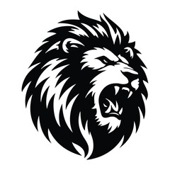 Black and White Tribal Style Lion Animal Logo