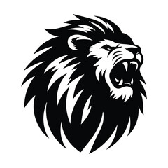 Black and White Tribal Style Lion Animal Logo