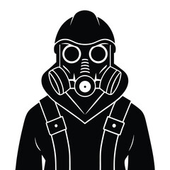 isolated Black soldier gas mask on white background