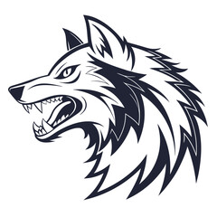 Fototapeta premium Wolf Head Tattoo Mascot Vector Illustration of a Wild Animal Face in Black and White