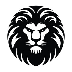 Black and White Tribal Style Lion Animal Logo