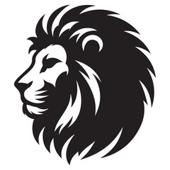 Roaring Lion Head Vector Illustration,Fierce Tribal Style Animal Logo in Black and White for Mascots, Tattoos, and Branding