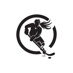 hockey player vector silhouette clip art illustration