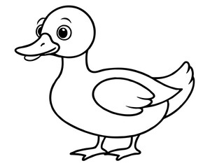 hand drawn cartoon cute animal line art duck