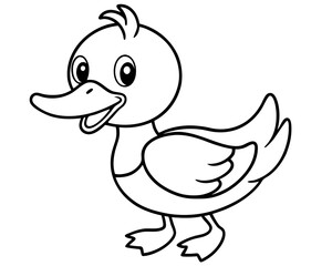 hand drawn cartoon cute animal line art duck