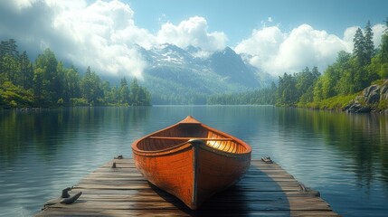 Tranquil lake canoe scene nature escape