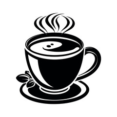 Simple Coffee Cup Black Vector On White Background