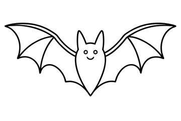 Minimal Bat Line Art Icon – Simple Outline Bat Drawing for Halloween or Logo Design

