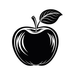 Minimalist Apple Fruit Silhouette Black On White