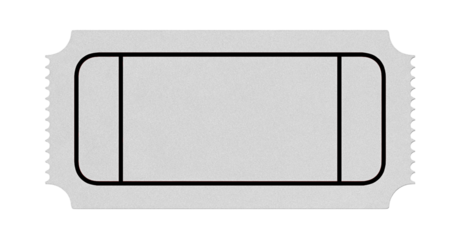 Ticket Stub. Raffle ticket mockup with transparent background.