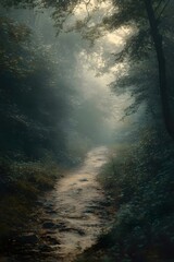 Obraz premium The mottled light and shadow in the damp tunnel