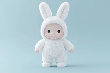 Obraz premium Adorable white rabbit costume doll. Soft, fluffy, and cute