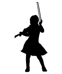 Fototapeta premium Children musician silhouettes. Little girl playing the violin. Vector illustration.