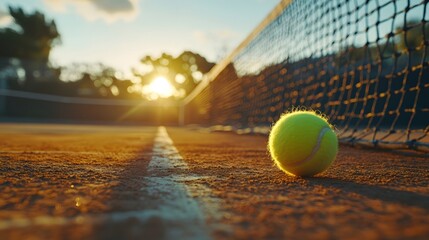 Tennis showdown in golden light and shadow under the sunset