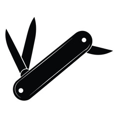 isolated Black military multi tool knife on white background
