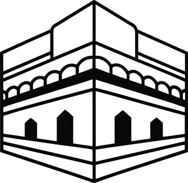 black and white kaaba building perspective clip art preview