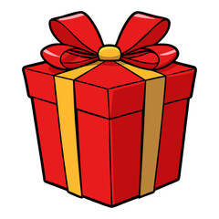 Obraz premium A red gift box with a ribbon and bow, isolated for a holiday celebration