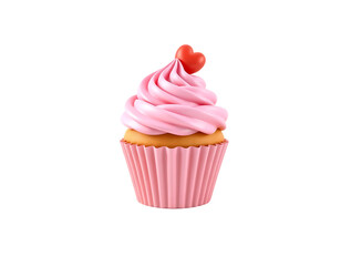 Pink Cupcake with Heart Decoration