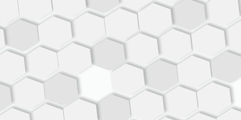 Abstract 3d white and grey soft light hexagonal seamless geometric texture pattern surface bright light honeycomb metal hexagon design.